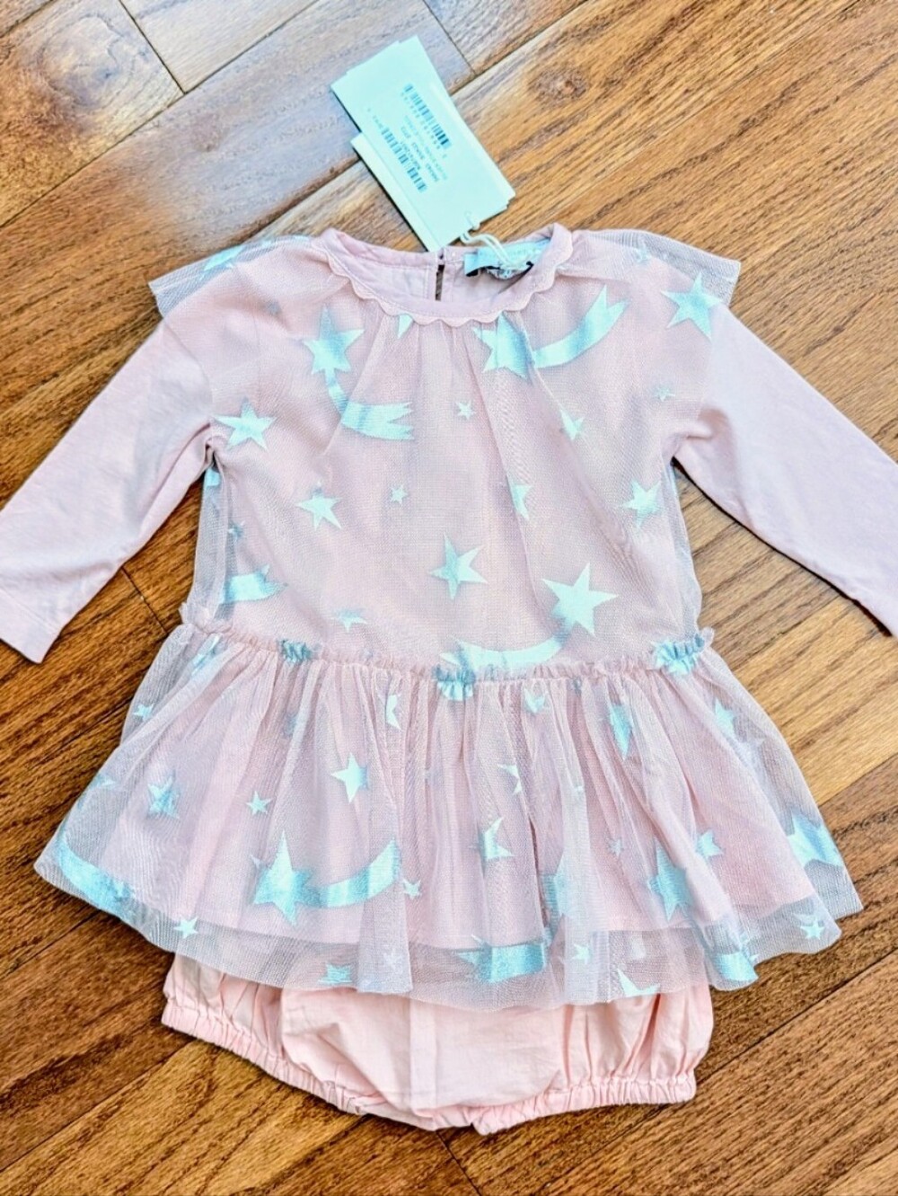 NWT Stella McCartney Kids Tulle Silver Shooting Star Dress - 6 Months